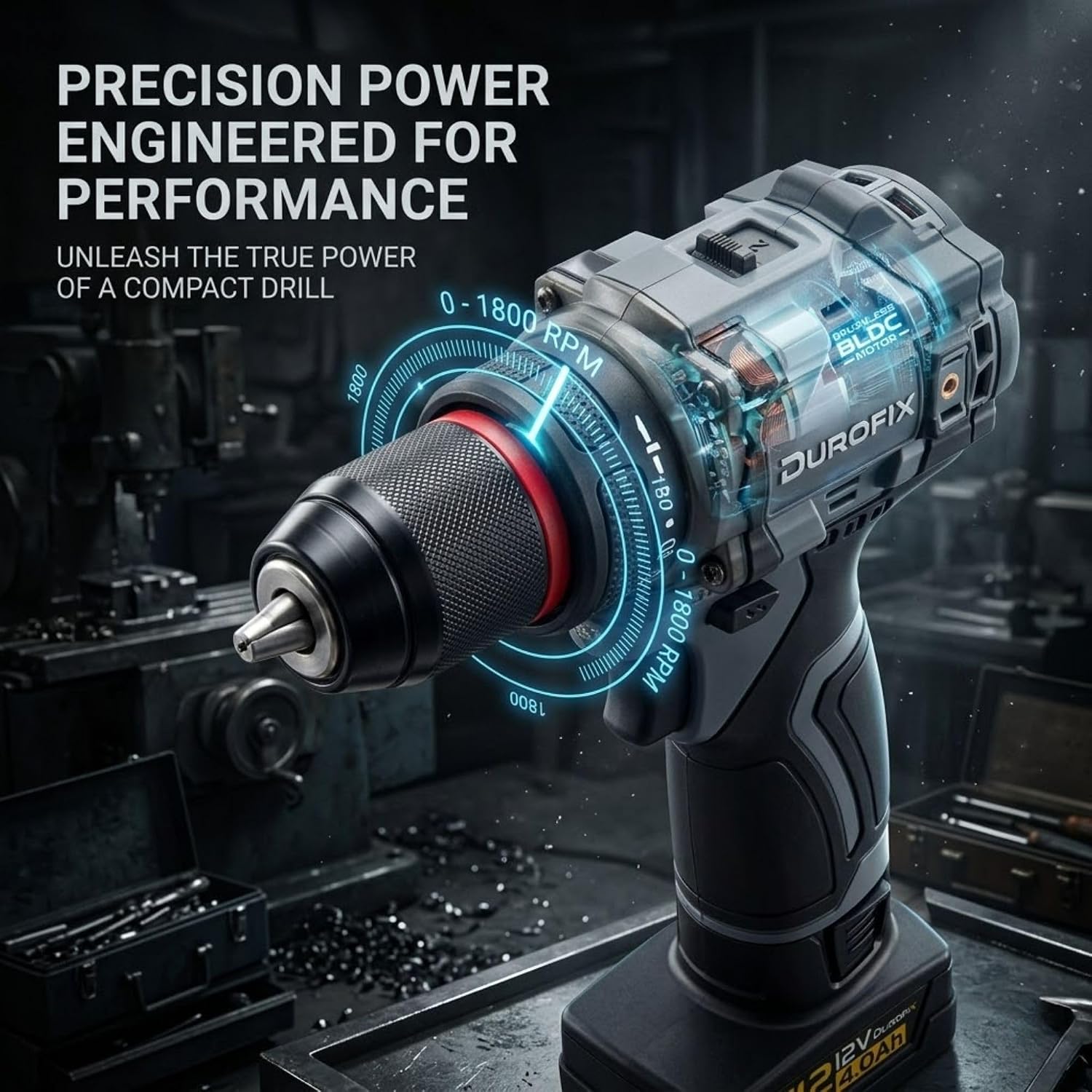 Durofix G12 Series RK12136-2-K4 12V Cordless 3/8' Hammer Drill Power Tool Combo Kit with Reciprocating Saw, 1 Battery & Charger
