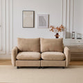 Christopher Knight Home Bricez Modern Fabric Upholstered Loveseat Sofa, Wooden Modular Sectional Sofa Couch, 2 Seater Comfy Cloud Couch with Pillow for Living Room, Home Office, Apartment, Camel