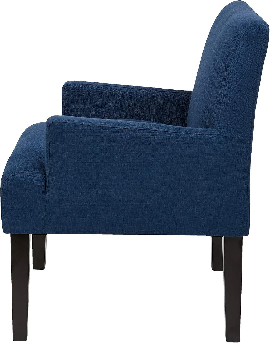 OSP Home Furnishings Main Street Upholstered Guest Chair with Espresso Finish Accents, Woven Indigo Fabric