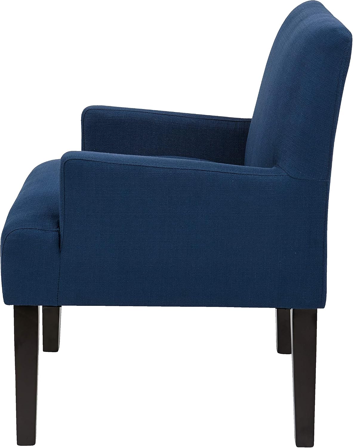 OSP Home Furnishings Main Street Upholstered Guest Chair with Espresso Finish Accents, Woven Indigo Fabric