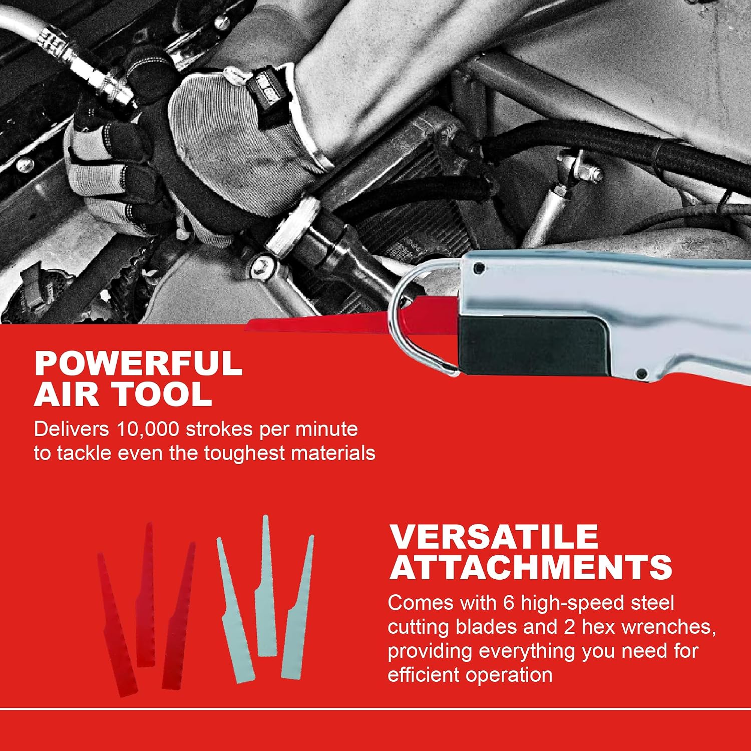 Ingersoll Rand 429 Reciprocating Air Saw, 3/8' Stroke Length, 10,000 Strokes per Minute, 1.3 lbs