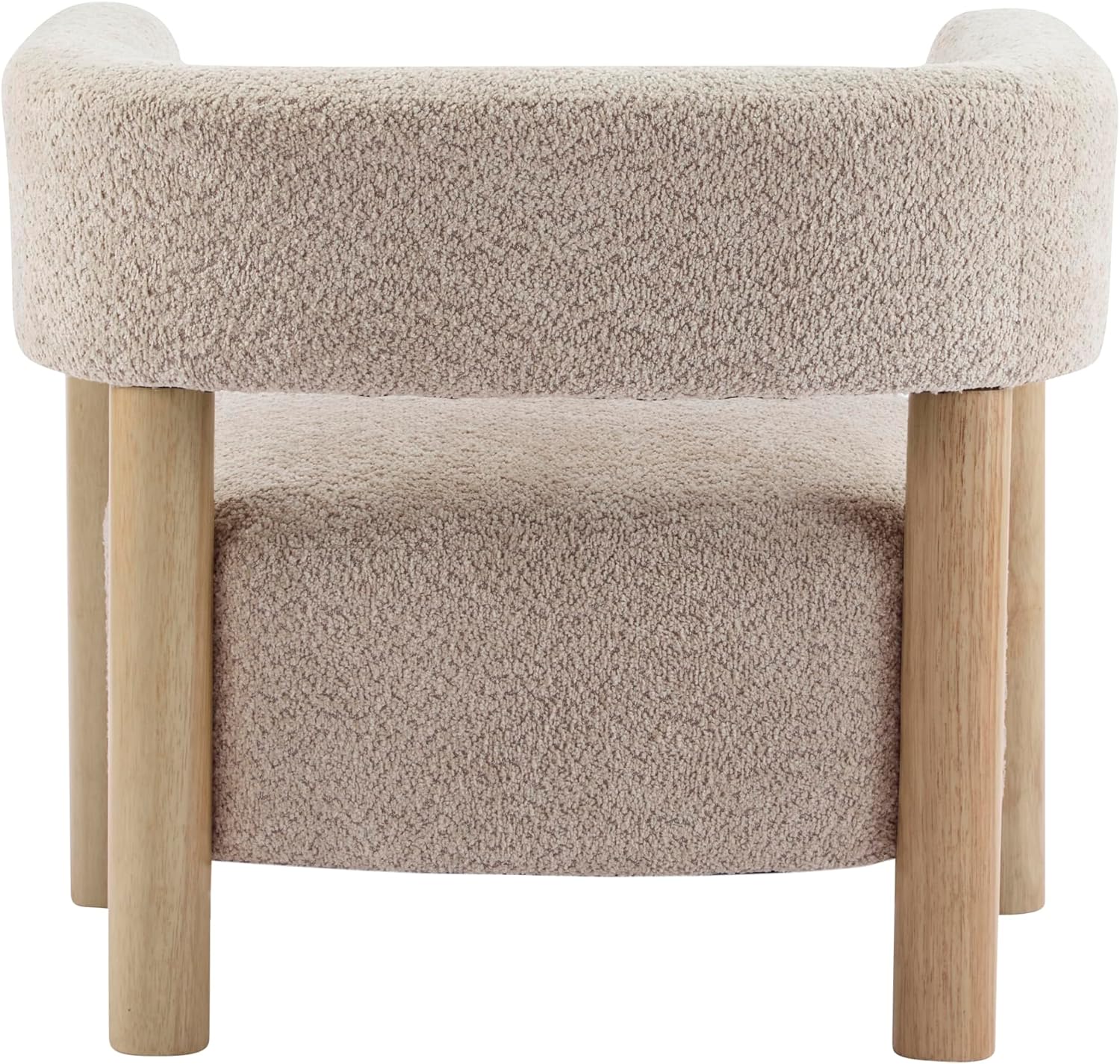 Christopher Knight Home Carly Low Profile Accent Chair, Round Backrest Side Chair, Living Room Armchair with Boucle Fabric Cushion, Comfy Reading Chair for Bedroom, Wooden Single Lounge Sofa, Wheat