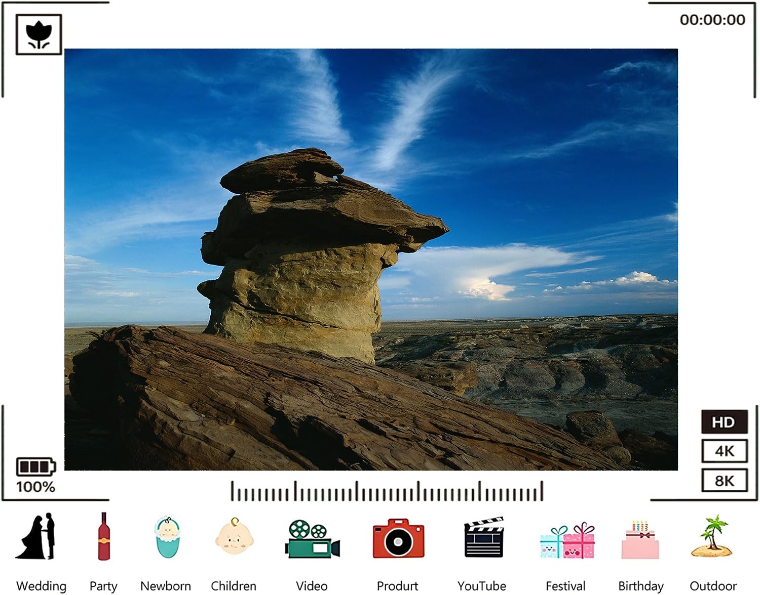 Trykid 20x10ft Desert Rock Formation Backdrop Tall Sandstone Pillar Clear Blue Sky Arid Badlands Photography Background Wedding Birthday Party Decoration Photo Booth Prop Fabric