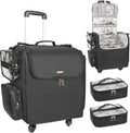 Relavel Rolling Makeup Train Case, Hairstylist Traveling Bag with 4 Wheels, Heat Insulation Full Layer, Adjustable Dividers, Hair Tools and Cosmetics Storage Organizer Trolley Suitcase Makeup Cart