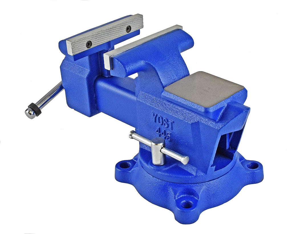 Yost Vises 460 Combination Vise | 6 Inch Jaw Width Heavy-Duty Utility Pipe and Bench Vise |Secure Grip with Swivel Base| Made with Cast Iron and Steel U Channel Bar | Blue