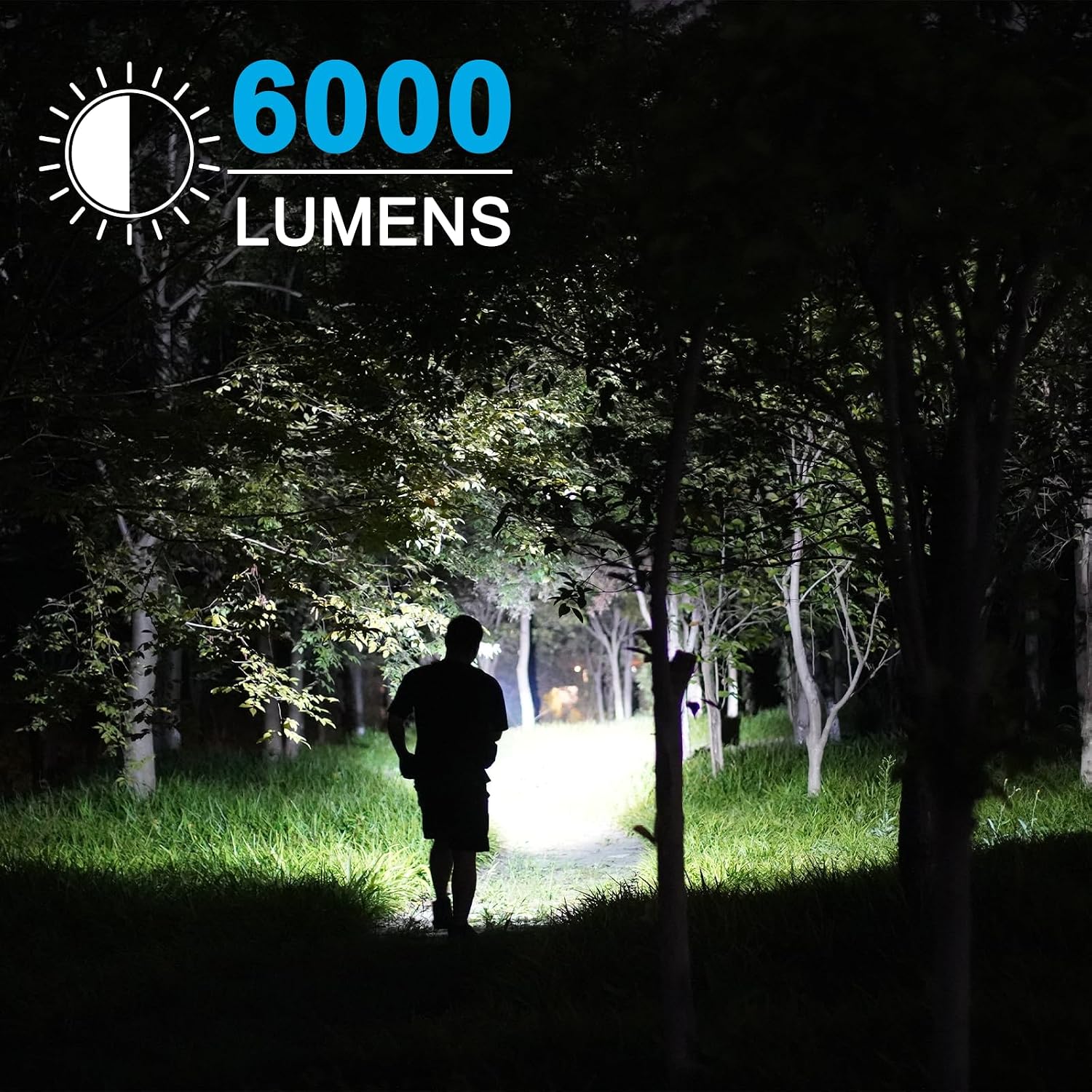 GOODSMANN 6000 Lumen Boat Spotlight - Waterproof Rechargeable LED Hunting Spotlight with Detachable Red Light Filter, EVA Carrying Case