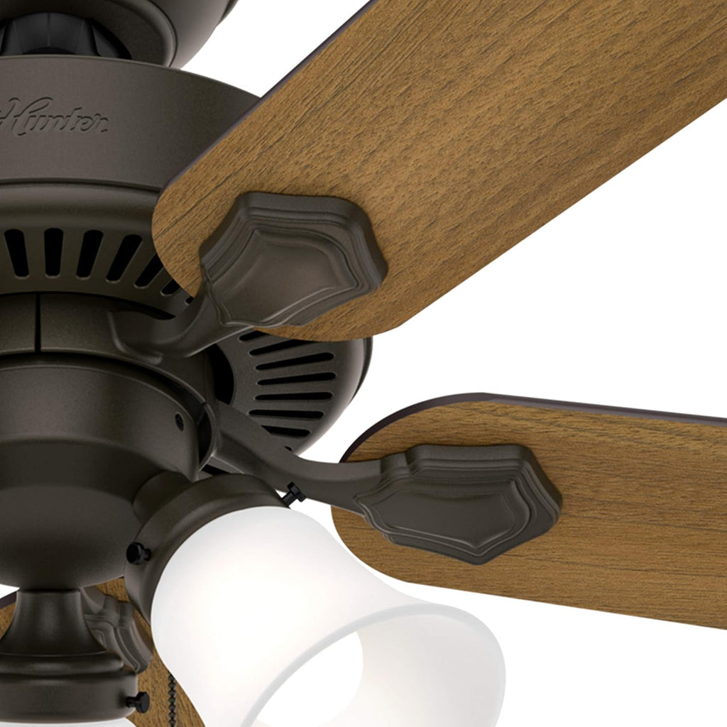 Hunter Fan 44 inch Indoor Traditional New Bronze Ceiling Fan with Light Kit (Renewed)