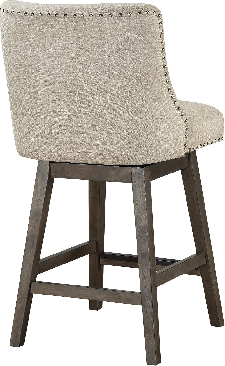 OSP Home Furnishings Granville Swivel Counter Height Stool with Grey Wood Legs, Wheat Fabric