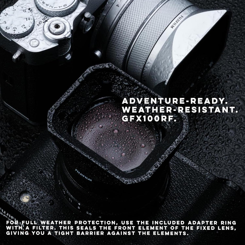 FUJIFILM GFX100RF Medium Format Mirrorless Digital Camera, 102MP BSI CMOS II Sensor Powerful Compact Rangefinder Style, 35mm F4 Lens + 2X 64GB Memory Card + More- Silver