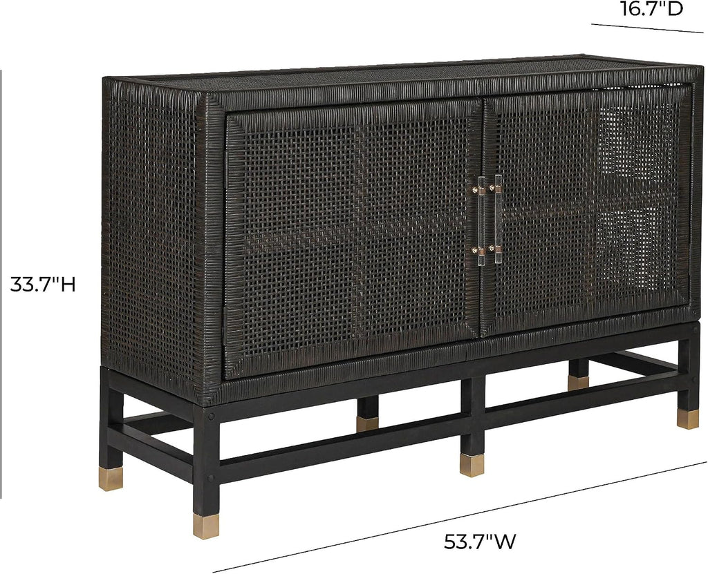Tov Furniture Amara Charcoal Woven Rattan Buffet