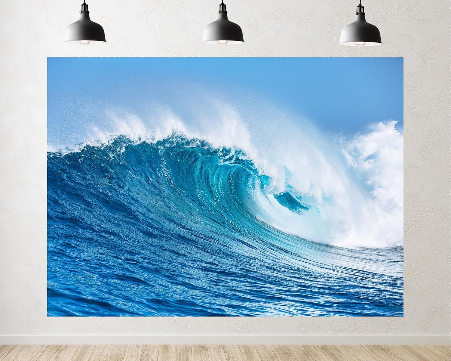 Trykid 20x10ft Turquoise Ocean Giant Wave Backdrop Crashing White Foam Clear Sky Photography Background Surfing Theme Coastal Art Tapestry Party Decoration Photo Studio Prop Fabric