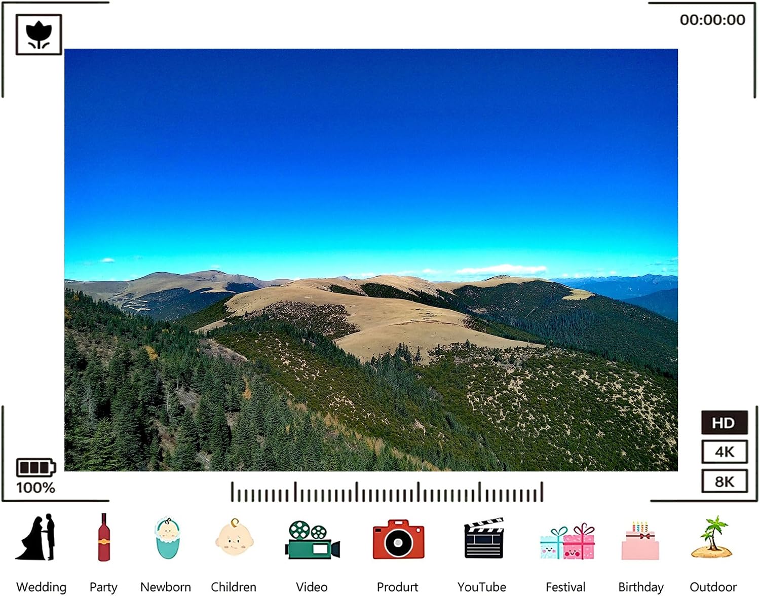 Trykid 20x10ft Vivid Turquoise Horizon Alpine Mountain Range Backdrop Scenic Pine Forest Rolling Hills Clear Sky Photography Background Nature Themed Party Decoration Photo Booth Prop Fabric