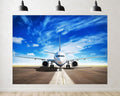 Trykid 20x10ft Commercial Jet Tarmac Blue Sky Backdrop Modern Aviation Clear Day Scene Photography Background Global Event Party Decoration Photo Booth Prop Fabric