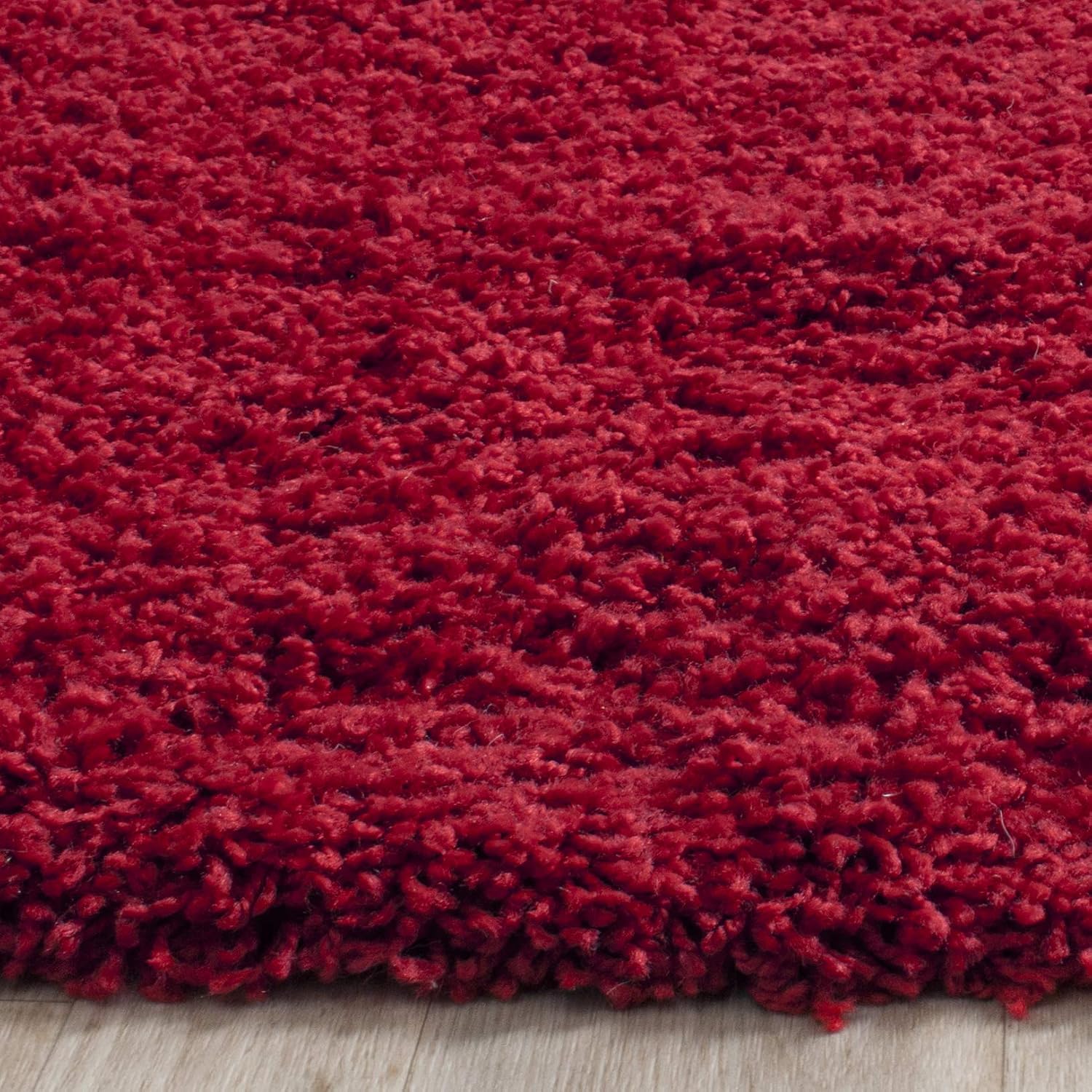 SAFAVIEH Laguna Shag Collection Area Rug - 5'3' Round, Red, Non Shedding & Easy Care, 2-inch Thick, Ideal for The Living Room, Bedroom, Dining (SGL303H-5R)