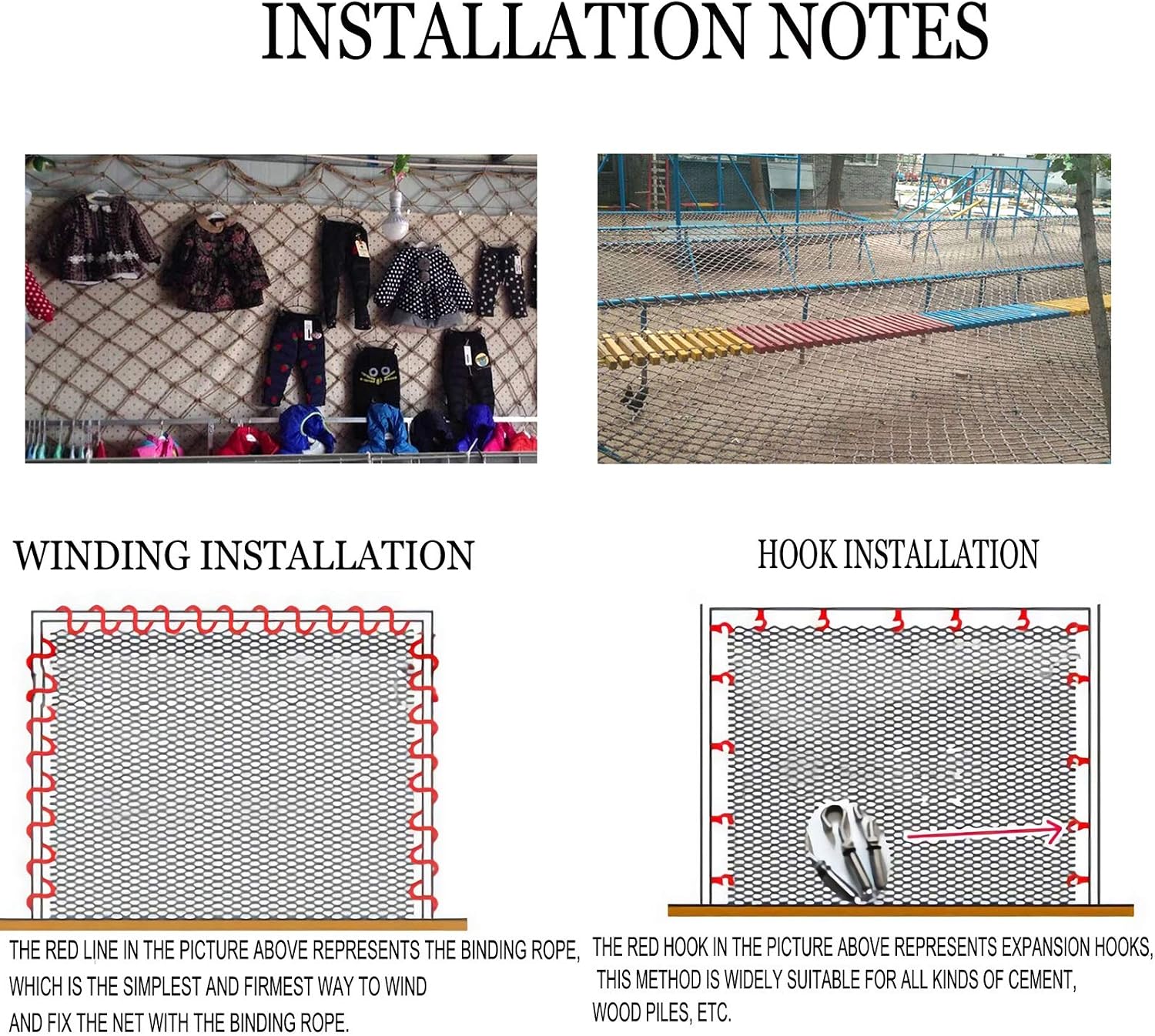 Heavy Duty Pet Climbing Rope Net Bird Toys Safety Netting for Children, Railing Protection, Plants Decoration, Cargo Net for Swingset & Treehouse(4 * 6m(13 * 20ft))