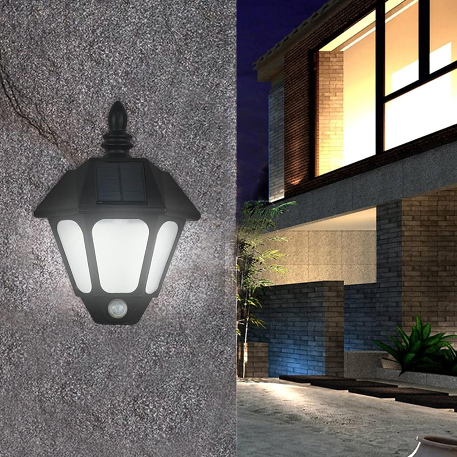Smart Solar Light Outdoor with Motion Sensor Outside Wall Lights LED Waterproof IP65 Wall Sconce Lamp 3000K Warm White for Porch Garage House Front Door Corridor Illumination