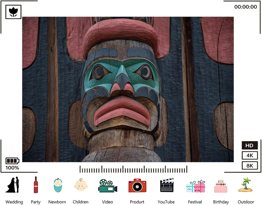 Trykid 20x10ft Native American Totem Pole Backdrop Carved Wooden Face Tribal Art Scene Photography Background Cultural History Birthday Party Decoration Photo Booth Prop Fabric