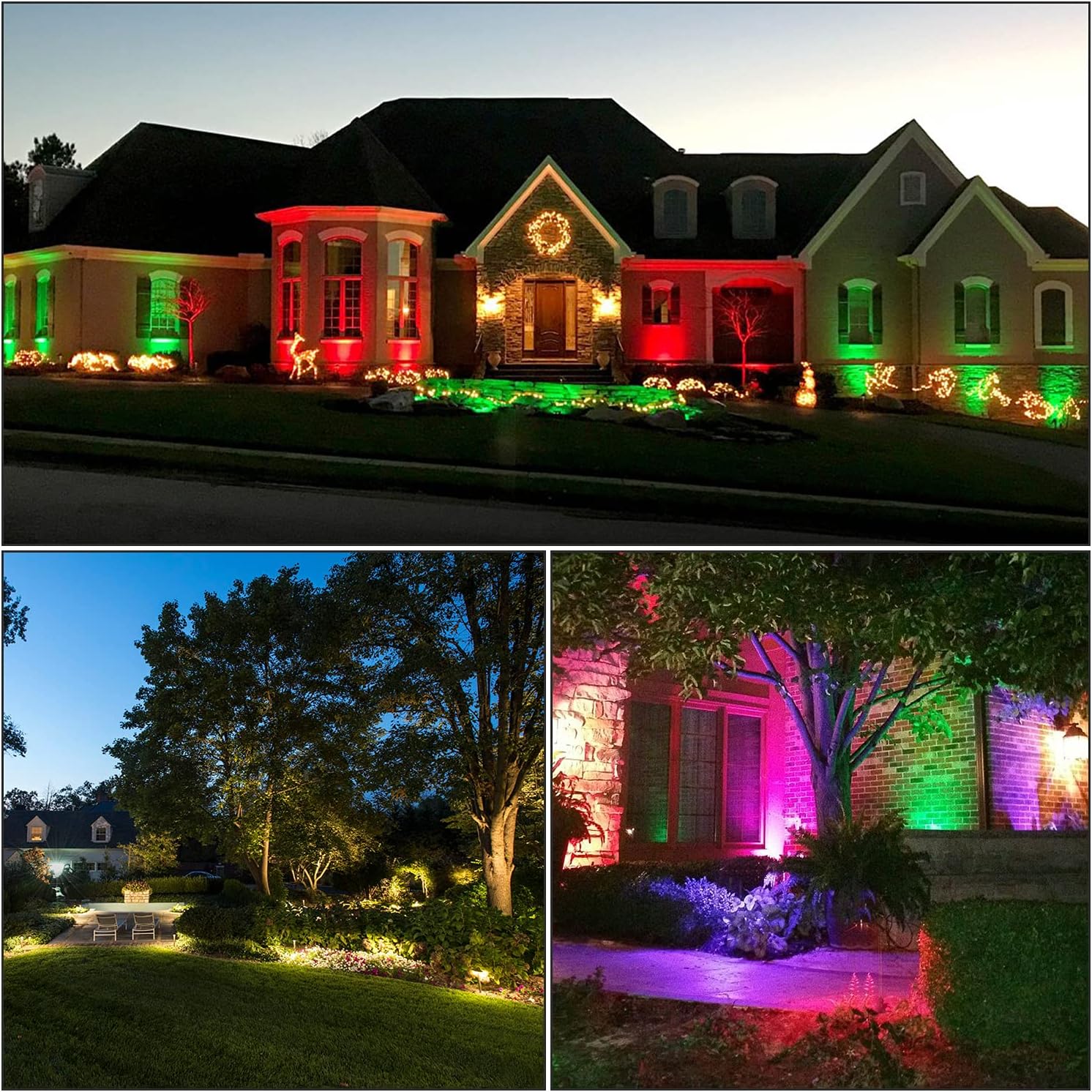 Christmas RGB Color Changing Low Voltage Landscape Lights LED Landscape Lighting Remote Control Outdoor Spotlight Waterproof Yard Garden Pathway Christmas Decoration with Connectors (12)