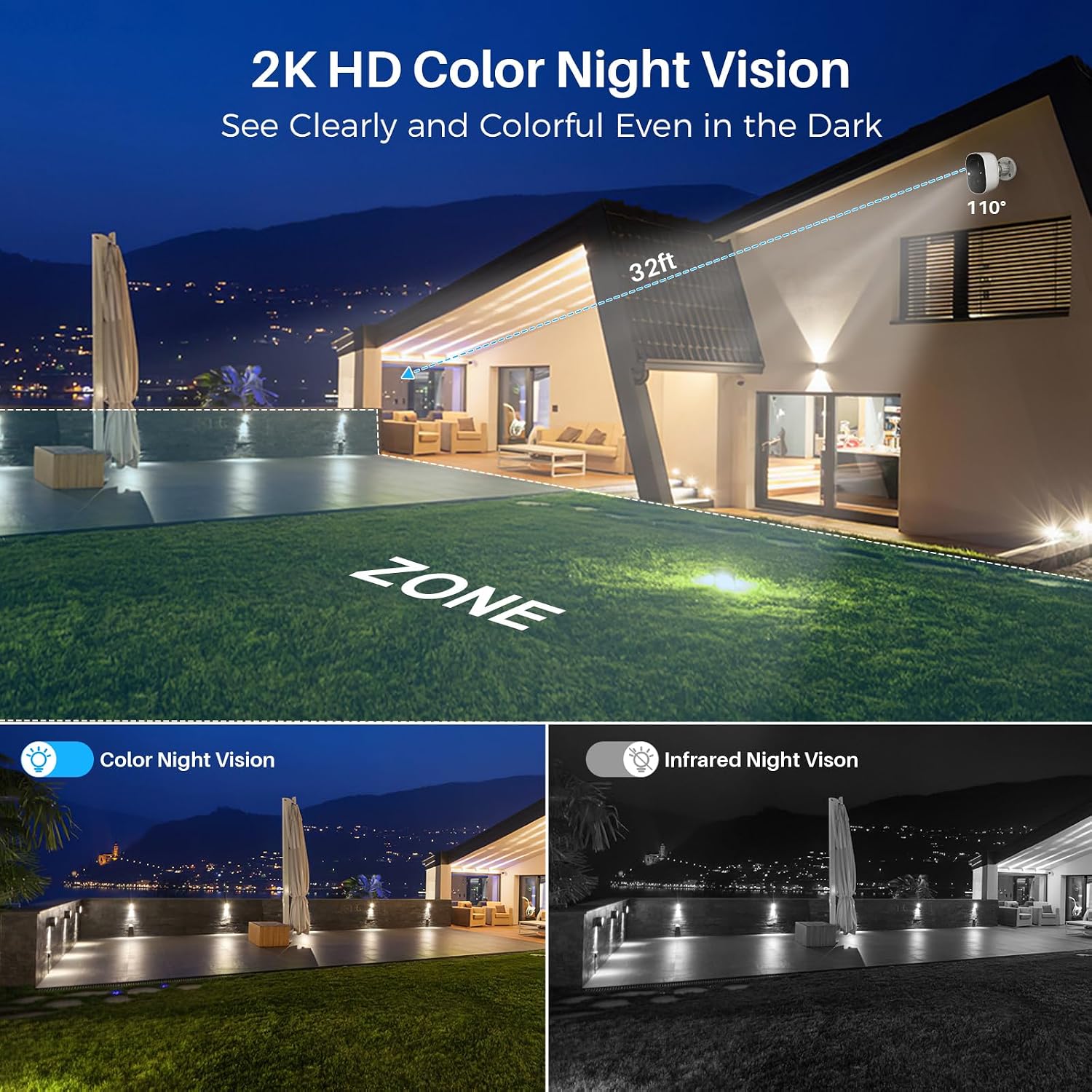 MaxiViz Security Cameras Wireless Outdoor (4 Pack), Battery Powered Cameras for Home Security with AI Motion Detection, 2K Color Night Vision, 2-Way Talk, IP66 Weatherproof, SD/Cloud Storage