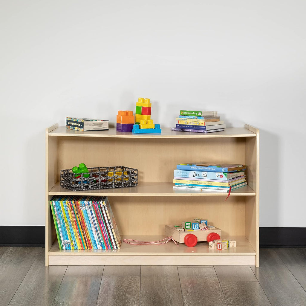 Flash Furniture Hercules Wooden 2 Section School Classroom Storage Cabinet for Commercial or Home Use - Safe, Kid Friendly Design - 24'H x 36'L (Natural)