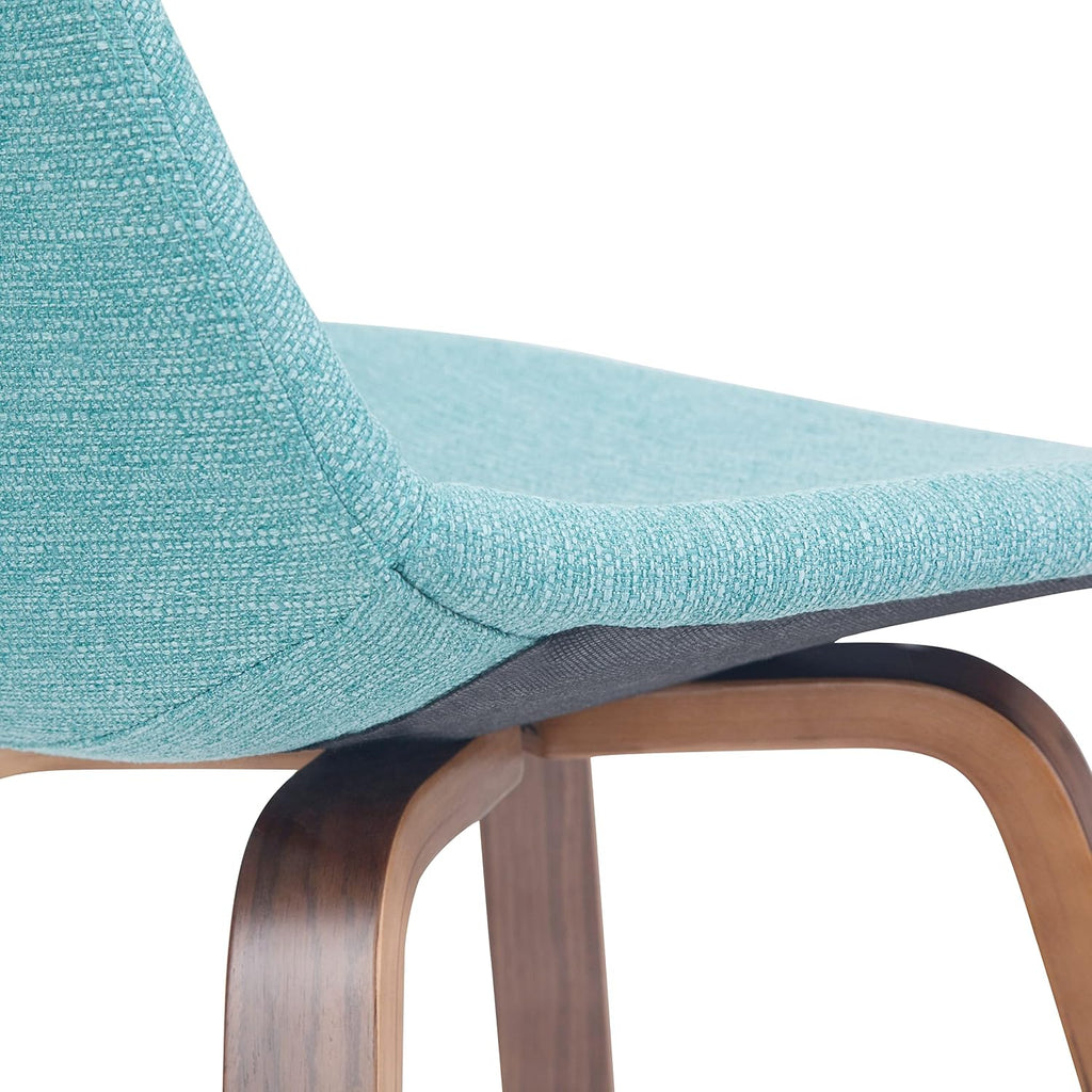 SIMPLIHOME Randolph Counter Stools (Set of 2) - 28 Inch Seat Height Upholstered Bentwood Bar Stools in Aqua Blue Linen Look Fabric, Mid Century Modern Seating with Curved Backrest and Footrest