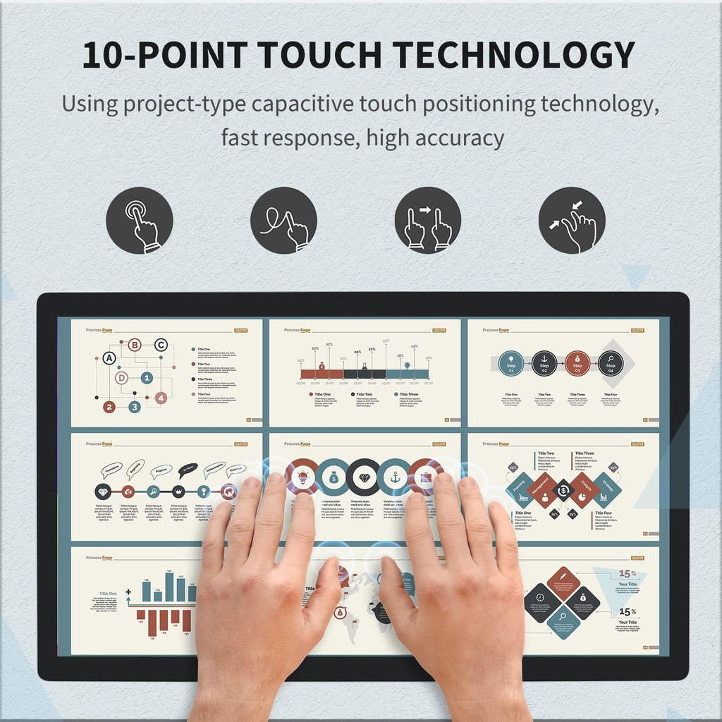 23.8 inch Android 14 Touchscreen Monitor Tablet, 16:9 FHD 1080P, WiFi & BT, Built-in Speakers, RK3576 8GB RAM & 128GB ROM, Smart Board for Classroom, Meeting & Game