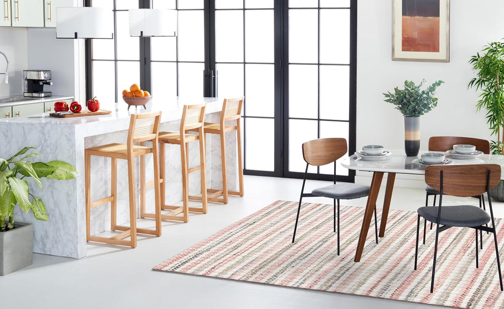 SAFAVIEH Area Rug 8x10 - Montauk Collection - Large - Pink & Multi, Handmade Cotton, Ideal for Living Room, Bedroom, Office, Dining Space (MTK950D)