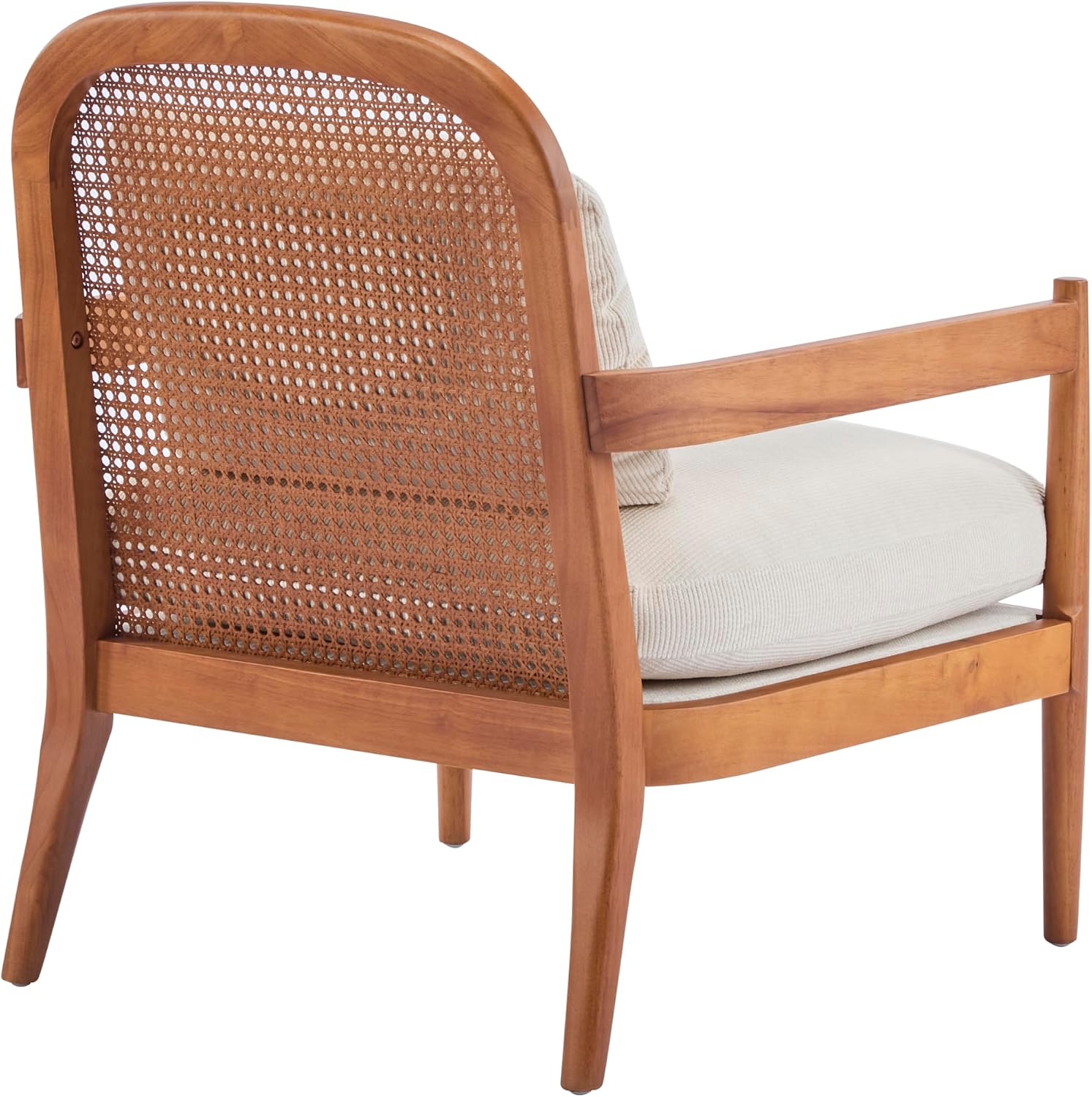 Christopher Knight Home Nadine Accent Chairs Set of 2, Wooden Club Chair, Rattan Open Back Armchair, Accent Reading Sofa Chair with Cushions, Club Chairs Set of 2 for Living Room Bedroom, Beige+Teak