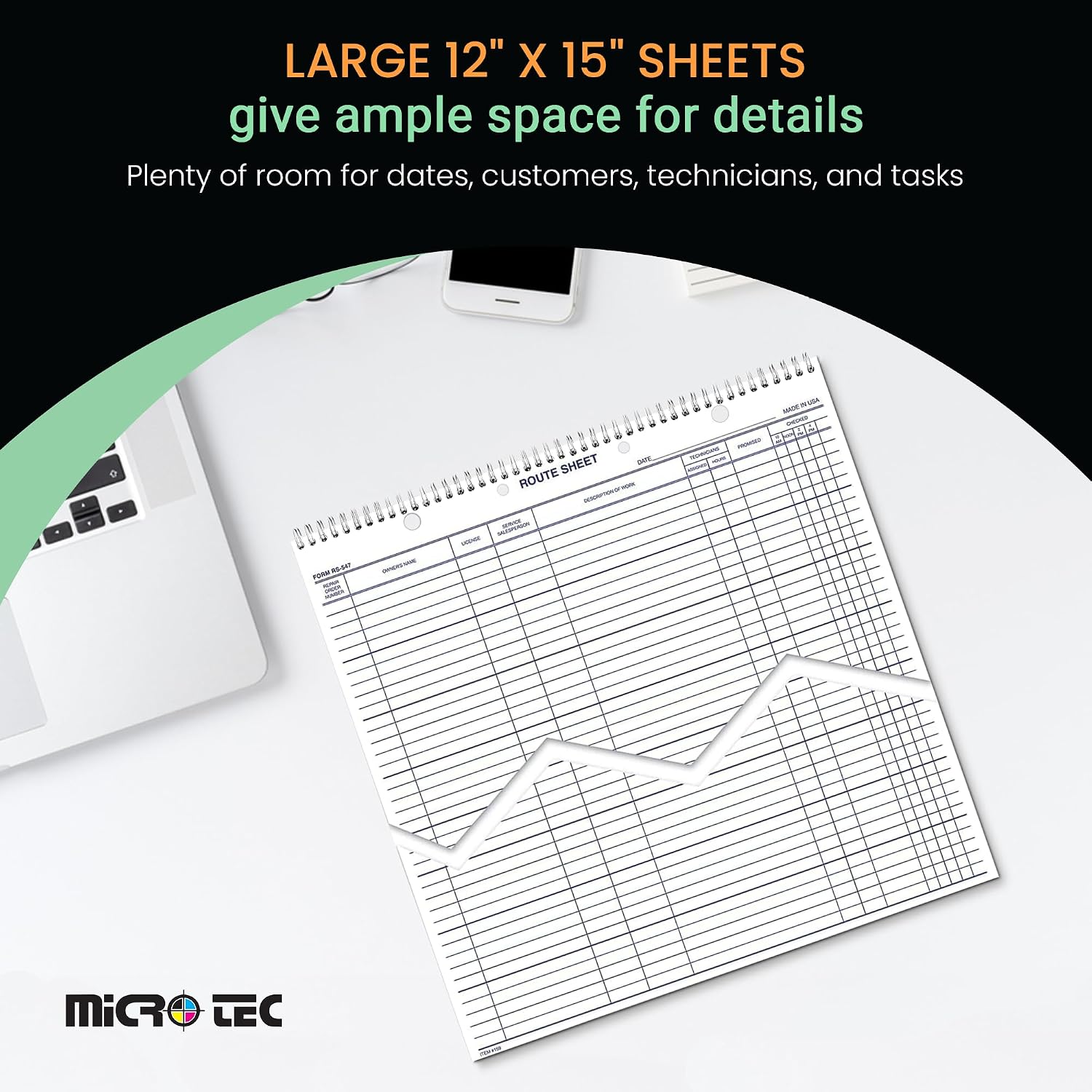Automotive Service Route Sheets – Heavy-Duty Spiral Bound 12'x15' Daily Schedule & Appointment Planner Tag Stock with Blue Ink for Service Departments & Repair Shops – 100 Sheets/Book (Book of 3)