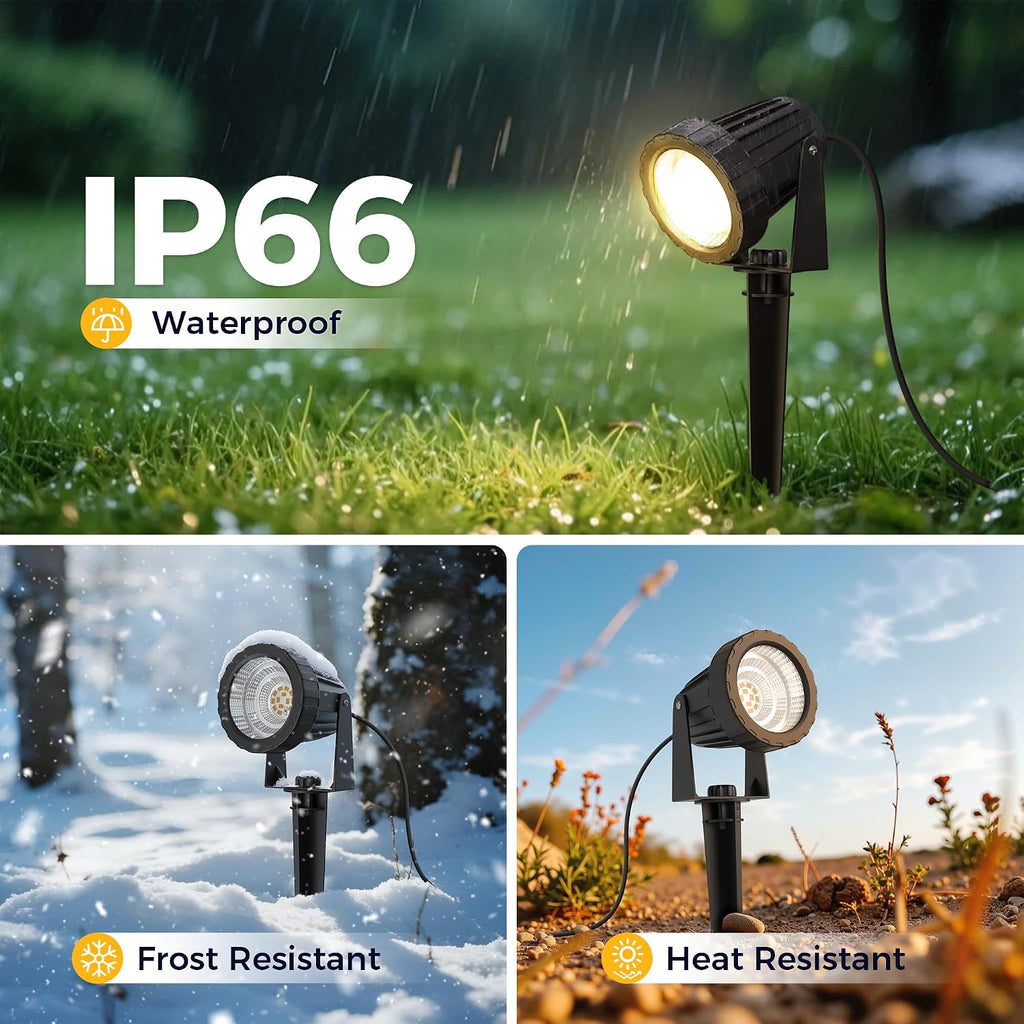 L LOHAS LED 5W Dusk to Dawn Outdoor Lighting, Auto On/Off 3000K Landscape Outdoor Spotlight, IP66 Waterproof Plug in Spot Lights for Yard, Garden, House, Pathway, Plant, UL Listed (10 Pack)