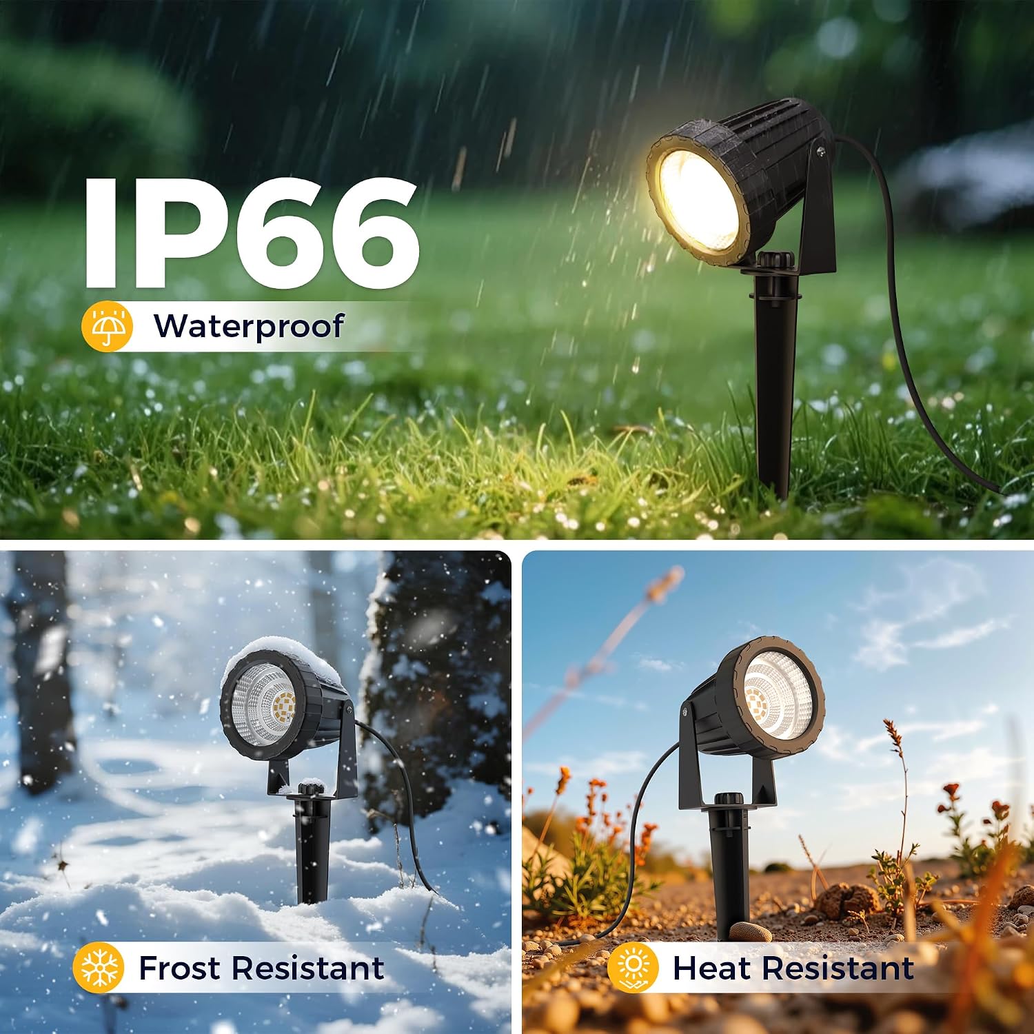 L LOHAS LED 5W Dusk to Dawn Outdoor Lighting, Auto On/Off 3000K Landscape Outdoor Spotlight, IP66 Waterproof Plug in Spot Lights for Yard, Garden, House, Pathway, Plant, UL Listed (10 Pack)