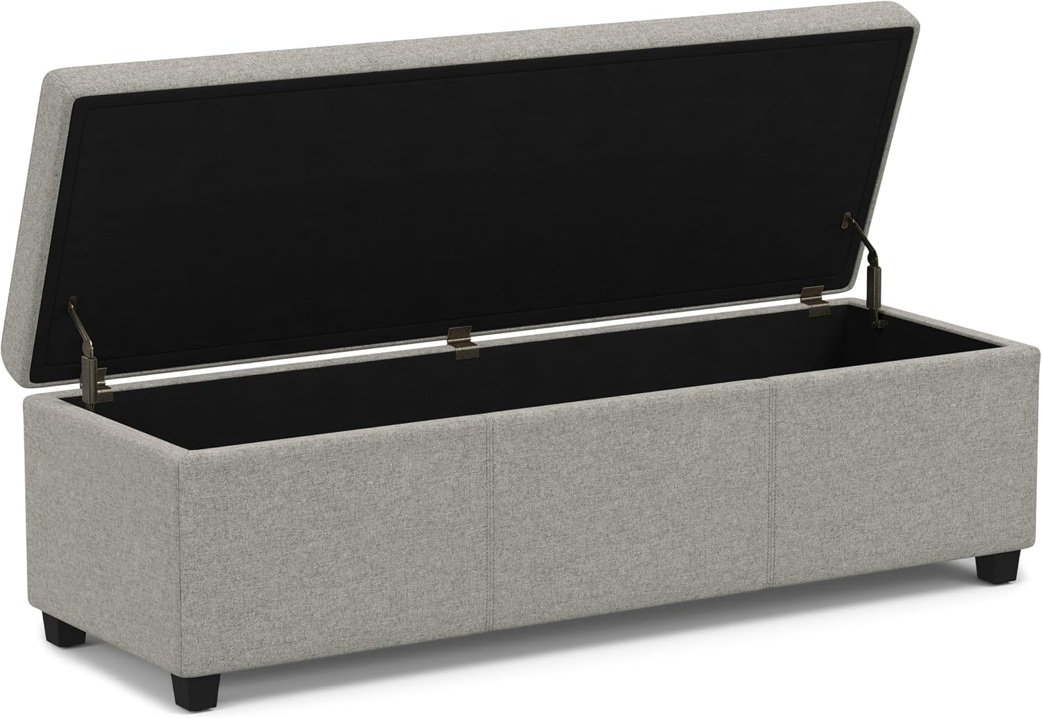 SIMPLIHOME Avalon Extra Large Storage Ottoman Bench - 54 inch Wide Upholstered Linen Look Fabric Rectangular Lift-Top Ottoman in Cloud Grey, Contemporary Bench for Living Room with Hidden Storage
