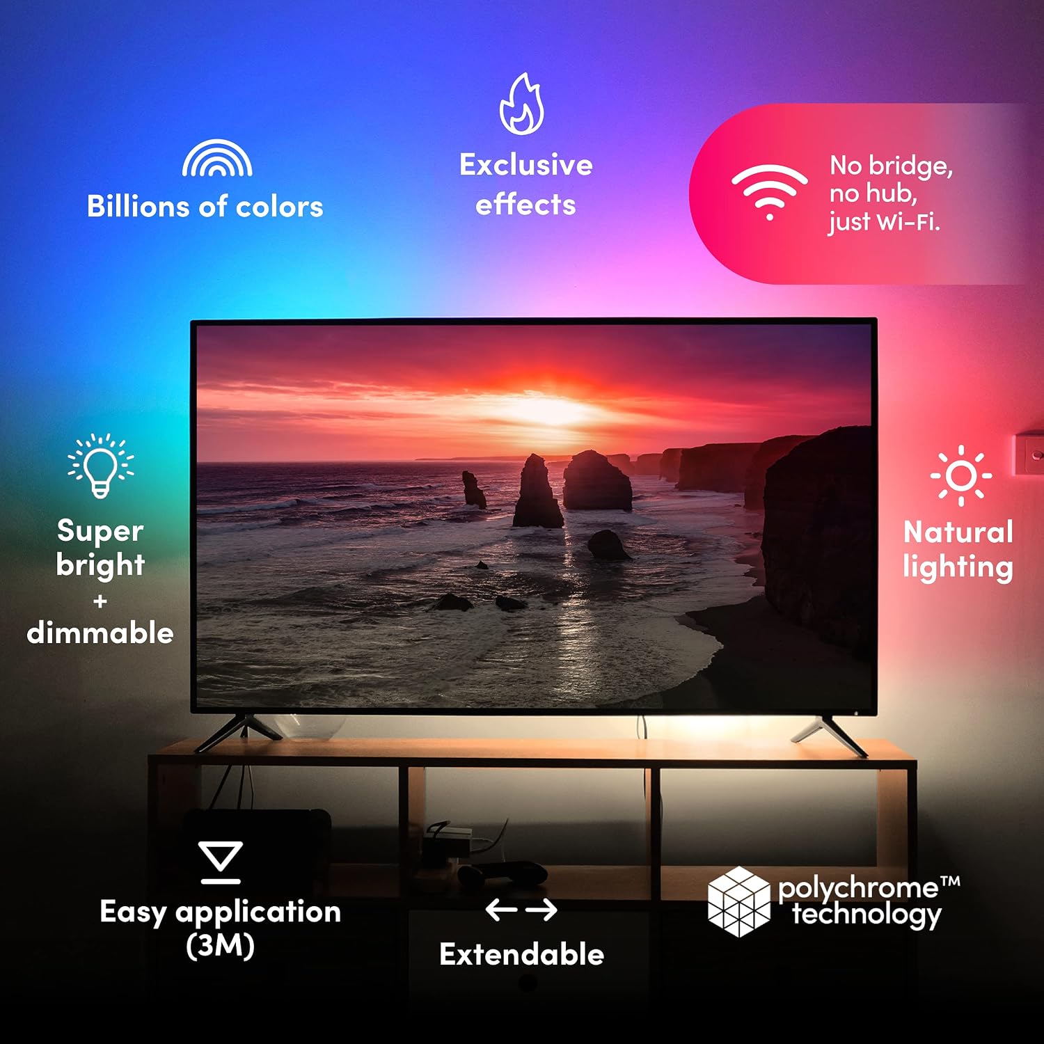 LIFX Lightstrip Bundle - with 120' Smart LED Lightstrip and 2 40' Extensions, Multicolor, 3 Piece Set