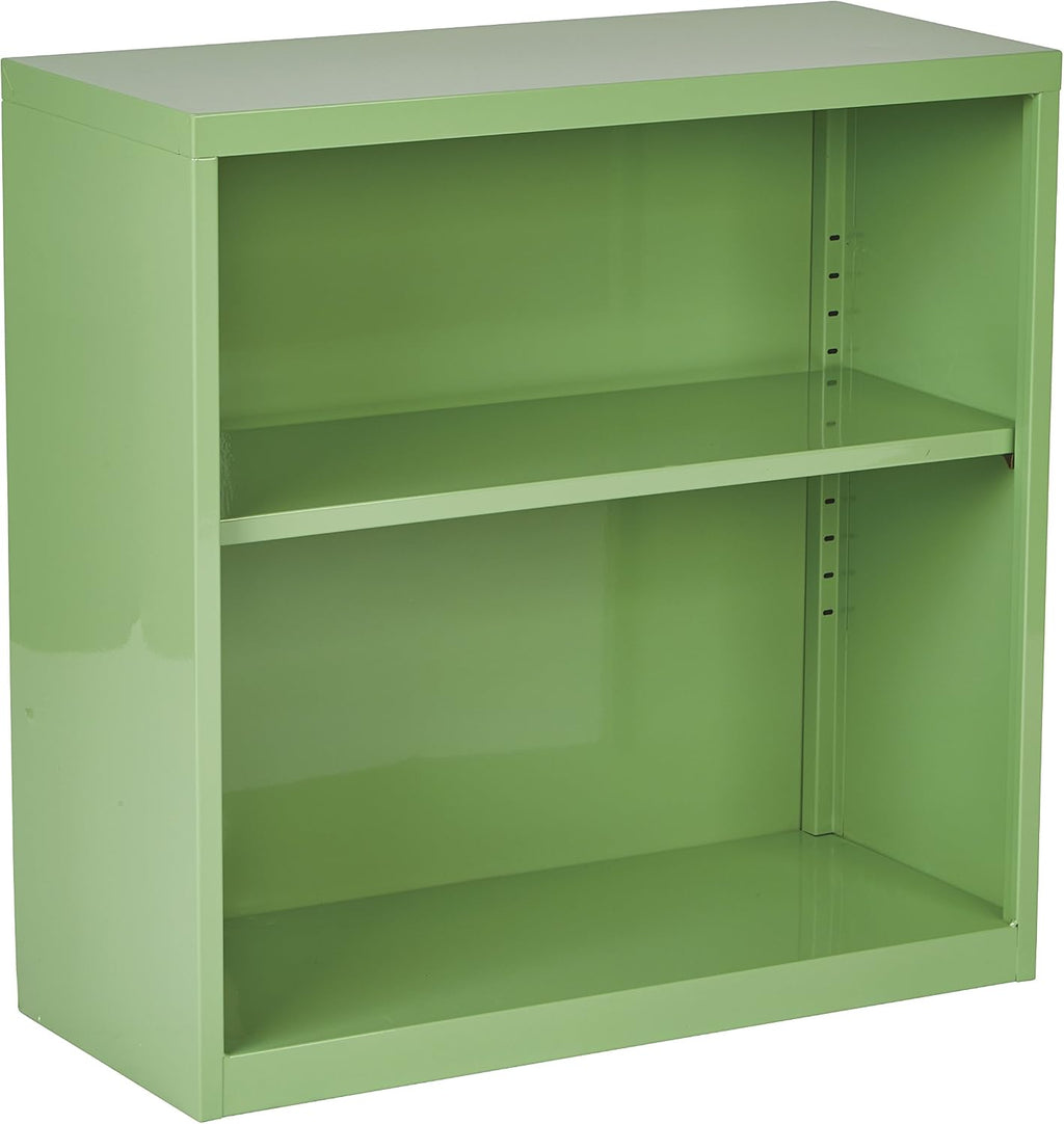 OSP Home Furnishings Metal Bookcase with 1 Adjustable Shelf, Green Finish