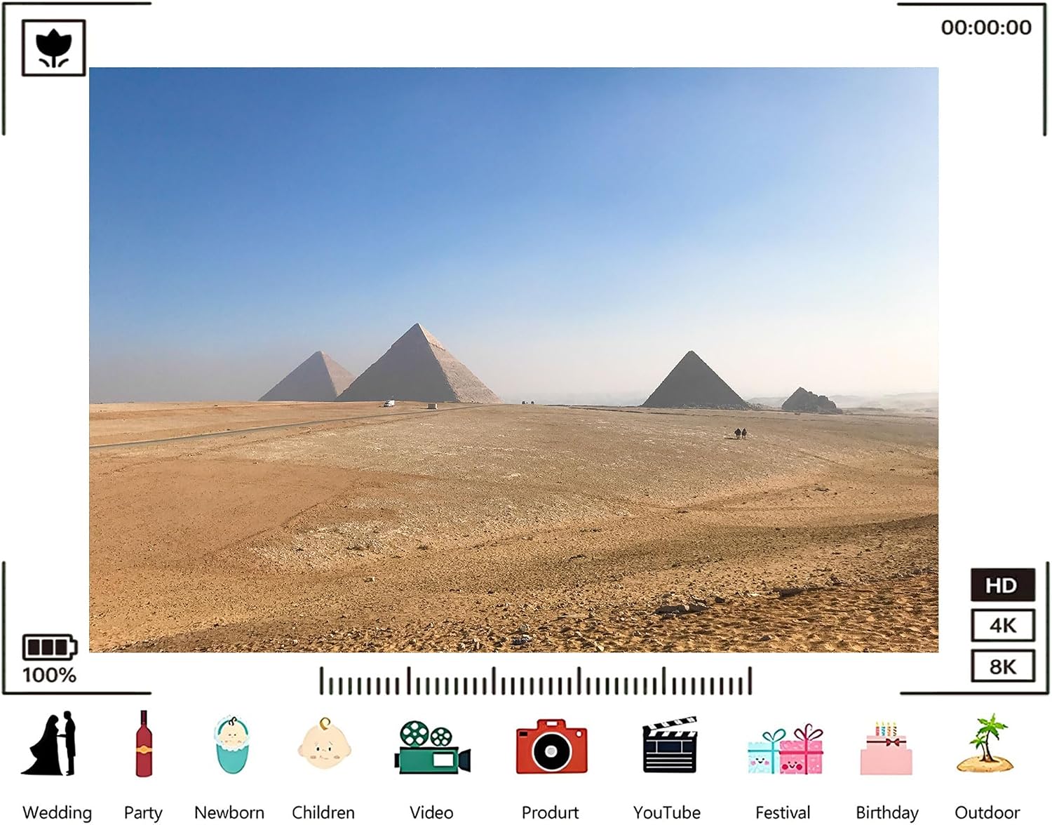 Trykid 20x10ft Ancient Desert Pyramids Backdrop Clear Blue Sky Sandy Plains Distant Horizon Photography Background Historical Party Decoration Photo Booth Prop Fabric