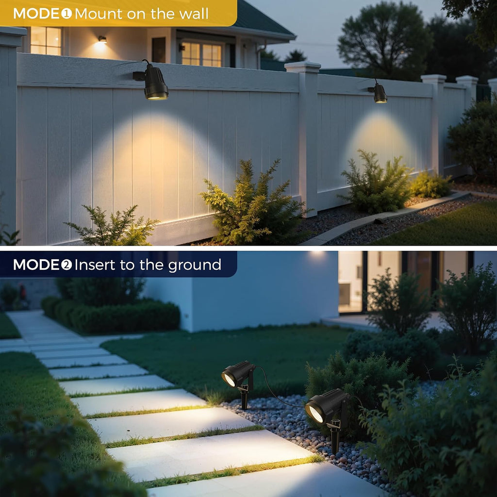L LOHAS LED 5W Dusk to Dawn Outdoor Lighting, Auto On/Off 3000K Landscape Outdoor Spotlight, IP66 Waterproof Plug in Spot Lights for Yard, Garden, House, Pathway, Plant, UL Listed (10 Pack)