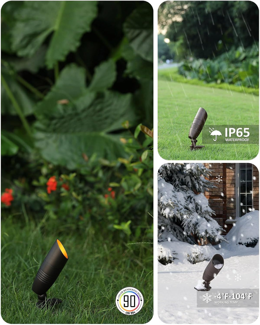 Low Voltage Landscape Spotlights, 12V 5CCT Tree Spotlights, 7W LED Spotlights Outdoor with Connectors, IP65 Uplighting Outdoor for Low Voltage Landscape Lighting, ETL, Bronze, Pack of 6