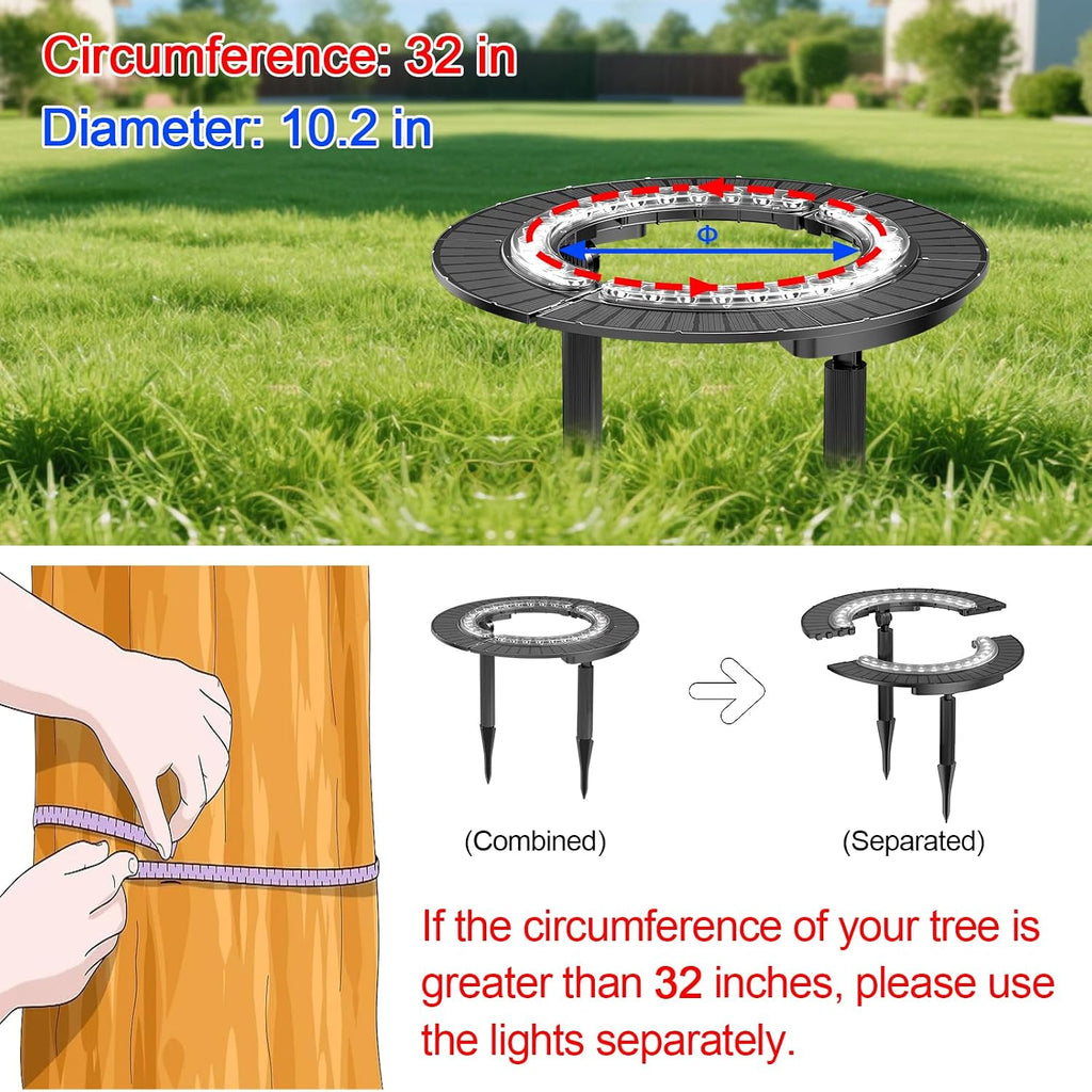 Wireless Solar Palm Tree Lights Outdoor, 12000 mAh & 32 LEDs Outdoor Yard Lighting, 6000K Uplight Landscape Lights Solar Powered Flood Lights for Large Tree, Yard, Garden
