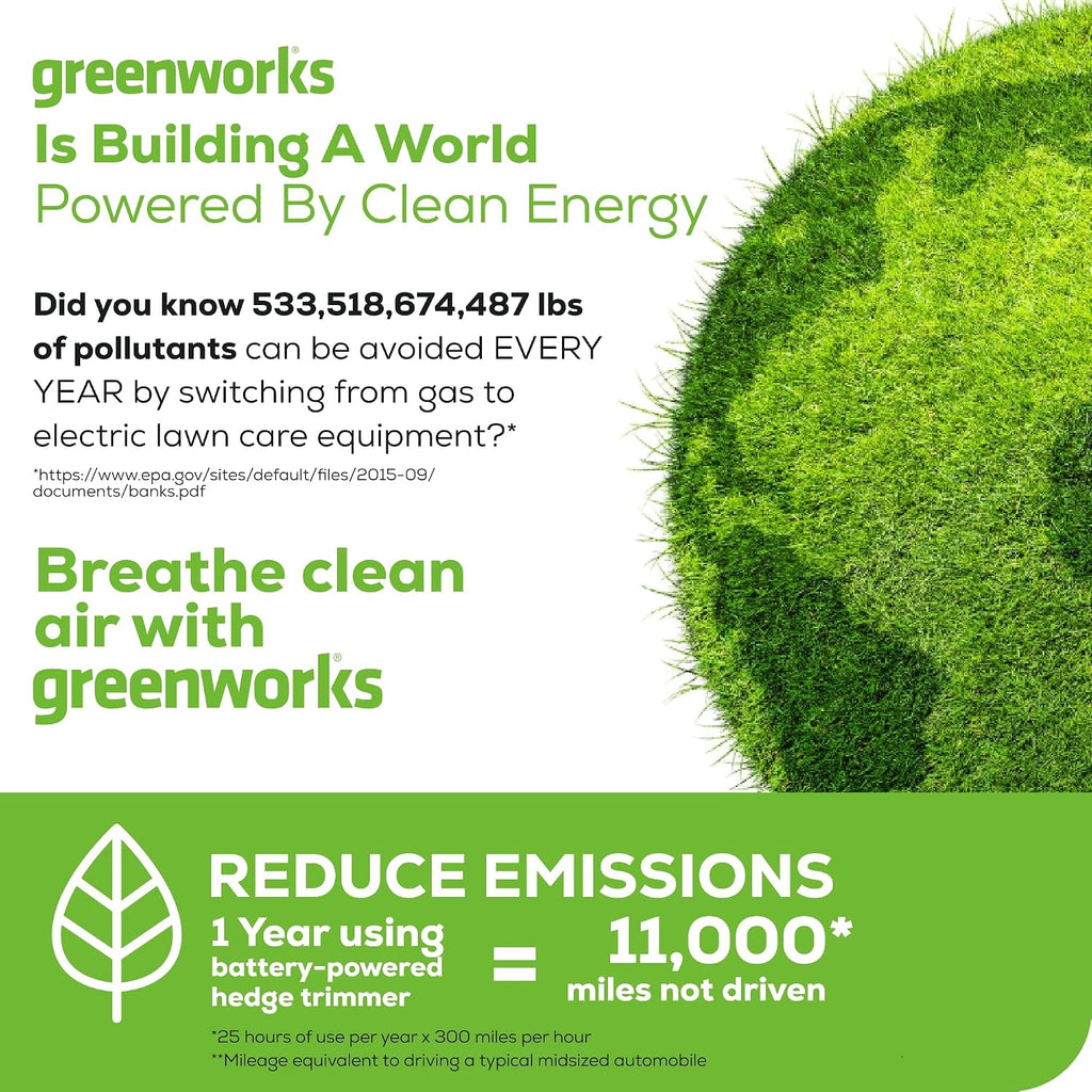 Greenworks 60V 20' Brushless Cordless Battery Powered Pole Hedge Trimmer, 2.0Ah Battery and Charger Included