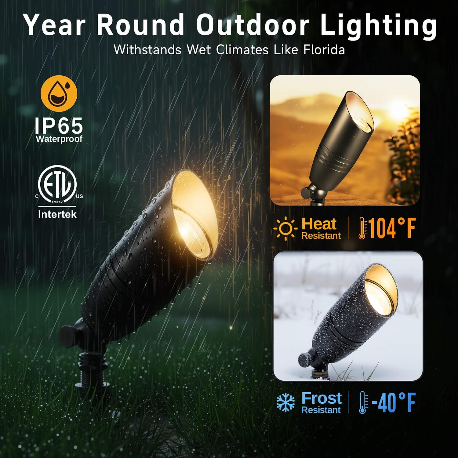 Gardenreet Brass Landscape Lighting - Black Low Voltage Spotlights Outdoor LED, 12V Wired Uplights, Waterproof Spot Lights for Outside Trees with 5W 2700K Warm White MR16 Bulb (4 Pack)