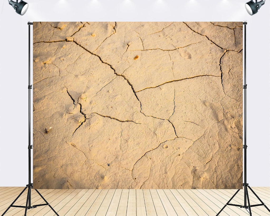 Trykid 20x10ft Cracked Dry Earth Texture Backdrop Arid Desert Ground Pattern Photography Background Nature Exploration Minimalist Party Decoration Tapestry Photo Booth Prop Fabric