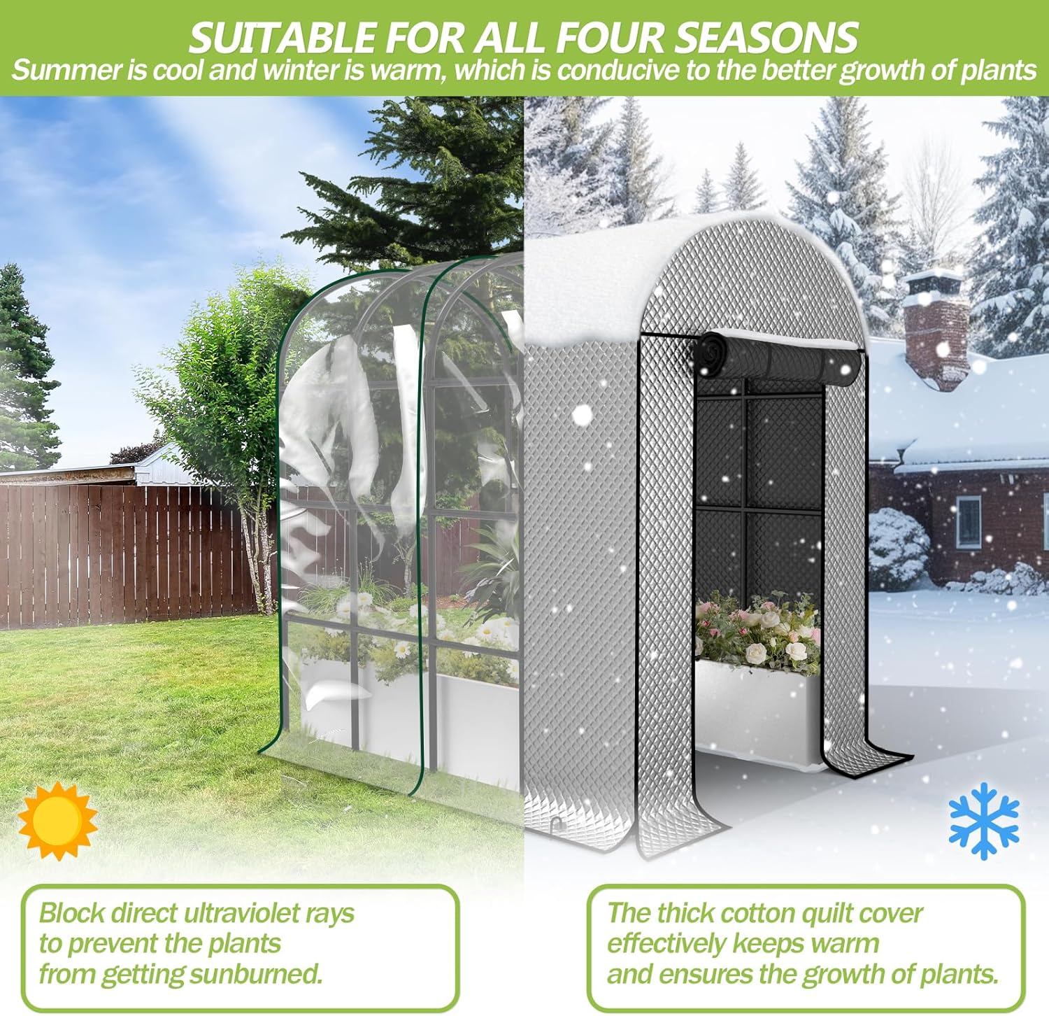 BUKLIYN Greenhouses for Outdoors - 90.5'' × 50.8'' × 89.3'' Walk in Plant Greenhouses,Double-Layer Covering - PVC Film and Cotton Film, Suitable for All Seasons