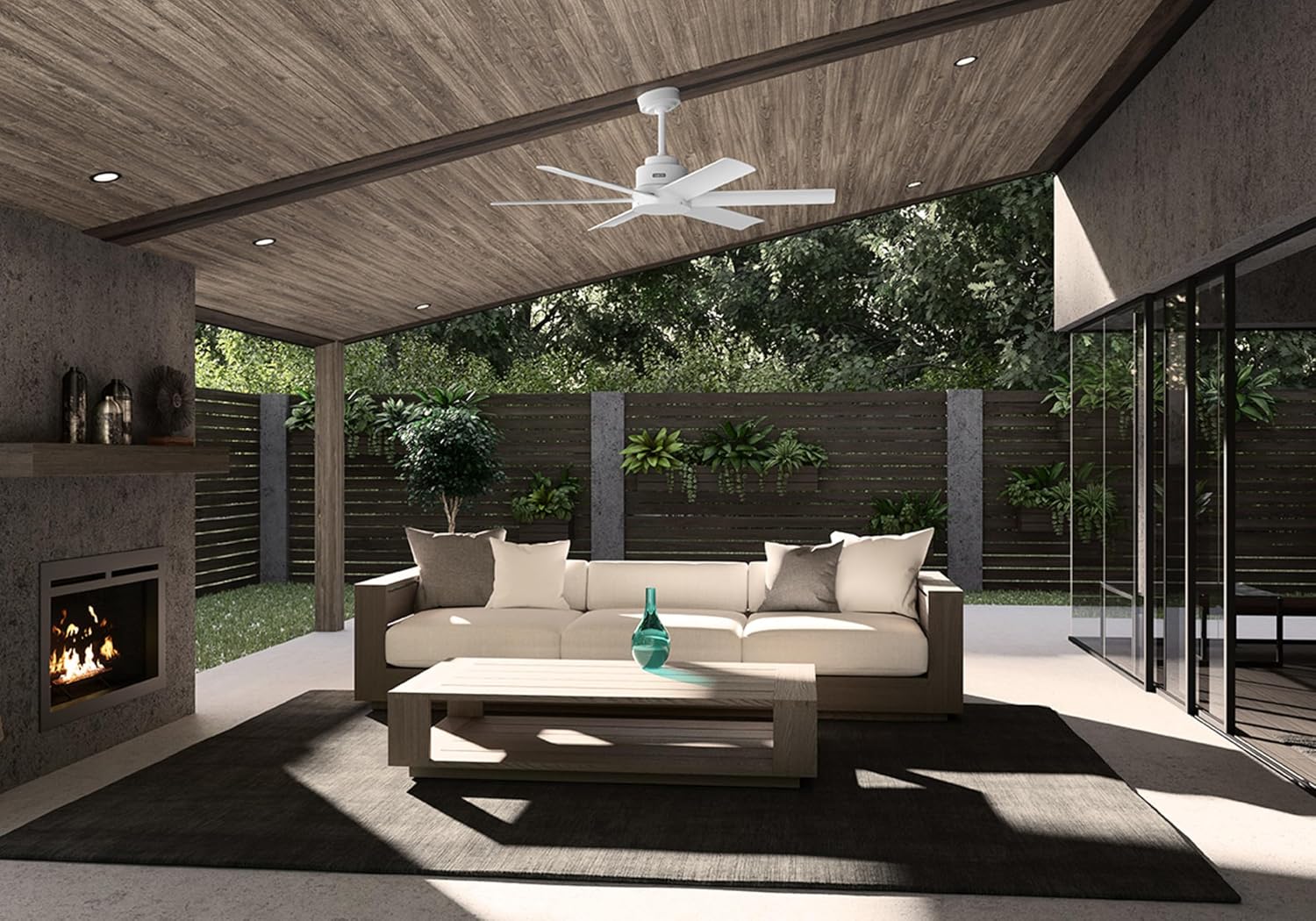 Hunter 52' Kennicott Indoor/Outdoor Ceiling Fan, Wall Control, Fresh White | SureSpeed high velocity airflow and no-light design suit covered patios, porches, bedrooms, or living rooms with easy setup.