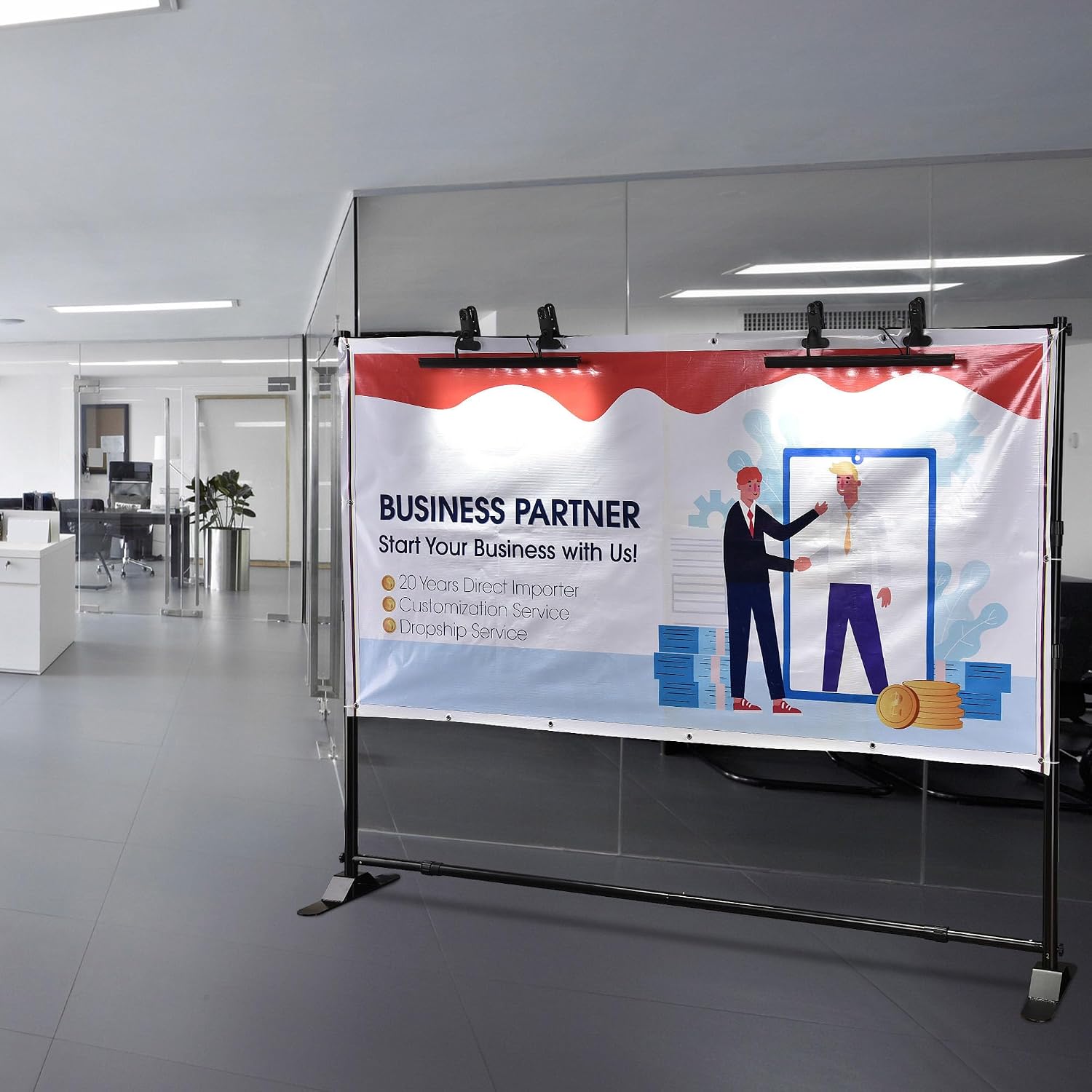 Yescom Instahibit LED Light Adjustable for Retractable Banner Stand Trade Show Exhibition Booth 4 Packs