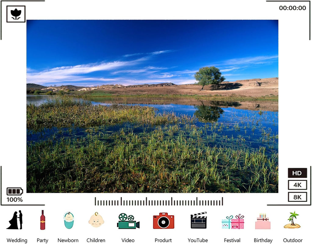 Trykid 20x10ft Lone Tree Backdrop Clear Lake Lush Reeds Deep Blue Sky Rolling Hills Serene Countryside Scene Photography Background Nature Inspired Party Decoration Photo Booth Prop Fabric