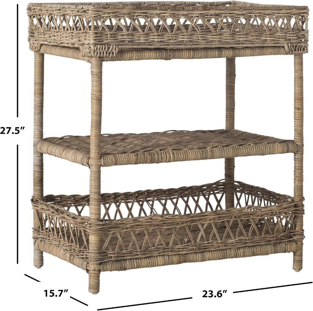 SAFAVIEH Home Collection Ajani Natural Wicker 3 Tier Accent Table