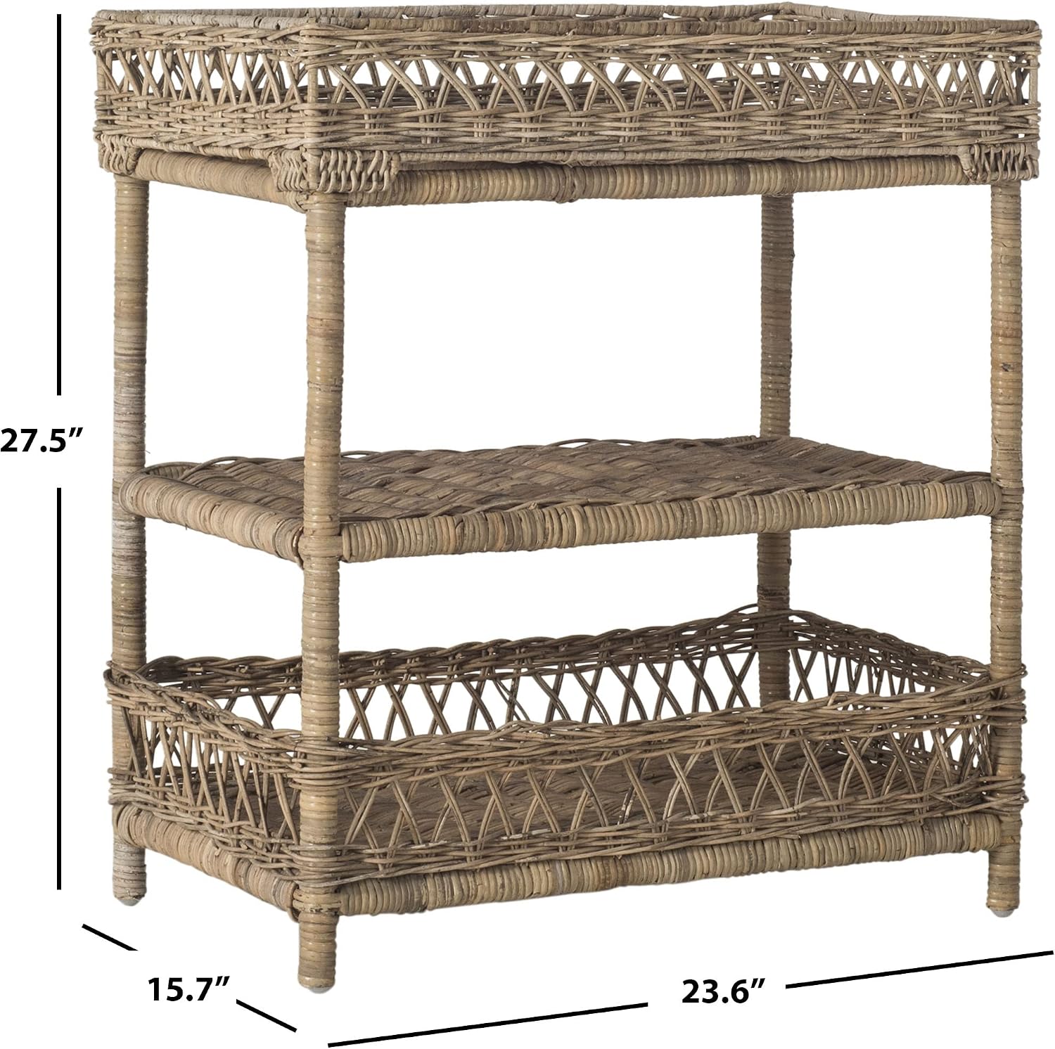 SAFAVIEH Home Collection Ajani Natural Wicker 3 Tier Accent Table