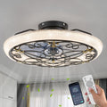 Black Caged Ceiling Fan with Lights Remote Control, 6 Speeds Rustic Industrial Ceiling Fan Light with Crystal Sand Lampshade for Kitchen Bedroom Living Room