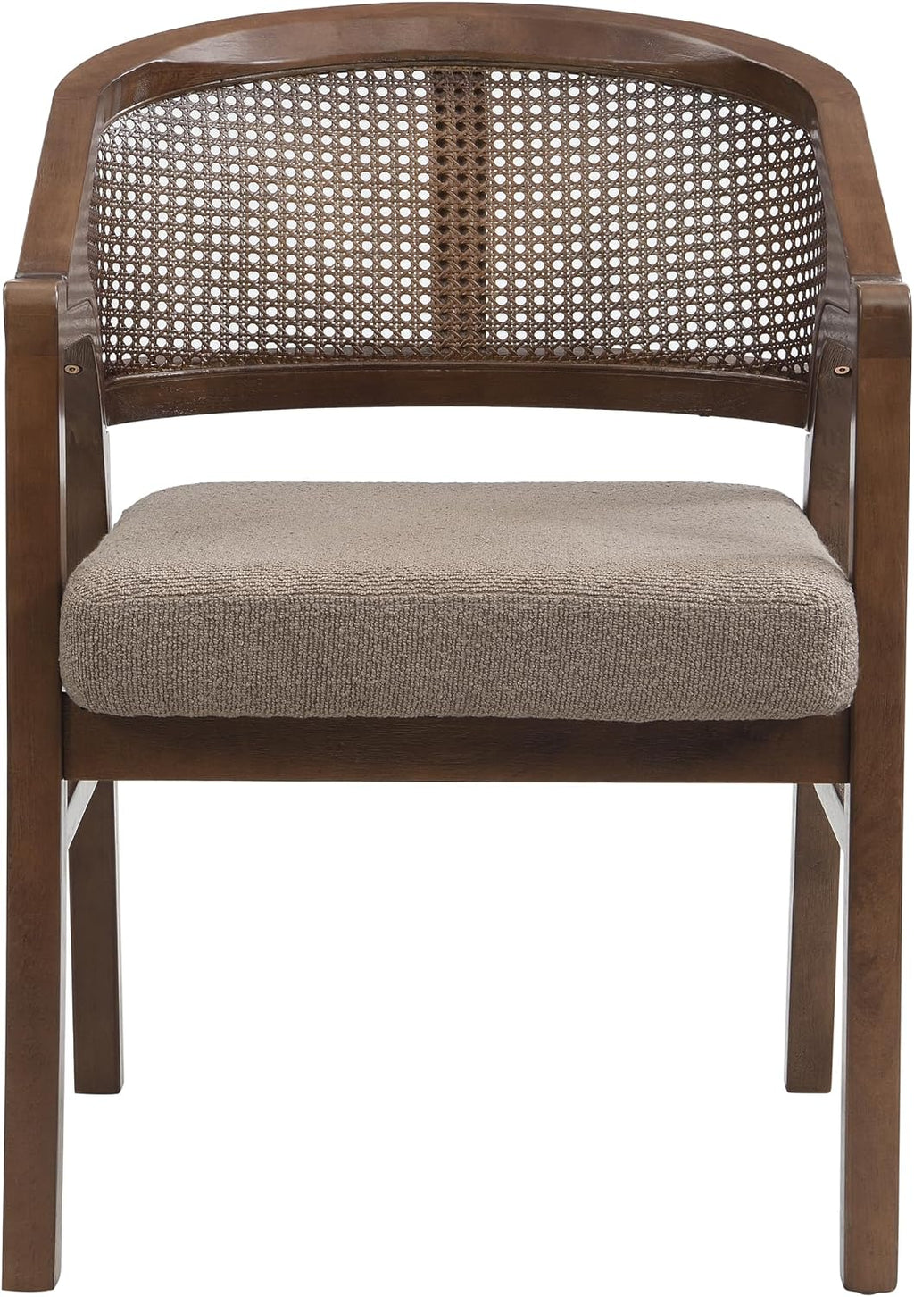 Christopher Knight Home Faritel Modern Dining Chairs Set of 2, Fabric Upholstered Kitchen Side Armchairs, Rubberwood Living Room Comfy Reading Chair with Curved Rattan Back, Walnut+Brown