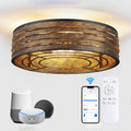 20'' Flush-Mount Smart Ceiling Fan with Dimmable-Light and Memory Remote APP/Alexa Control, Reversible-Motor, Perfect for Bedroom, Kitchen, Low-Profile Bronze Design Cage